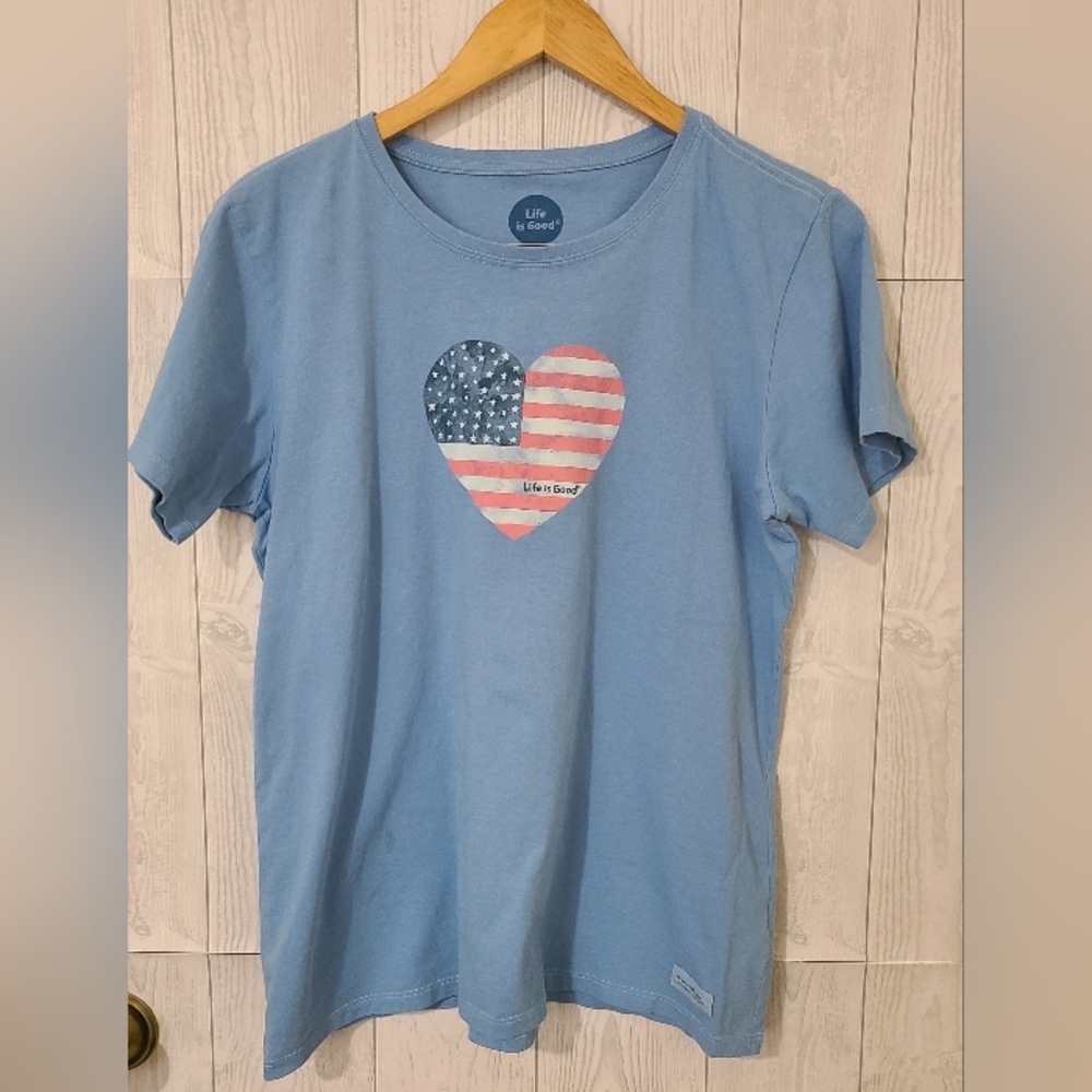 Life is Good T-shirt [American flag heart]